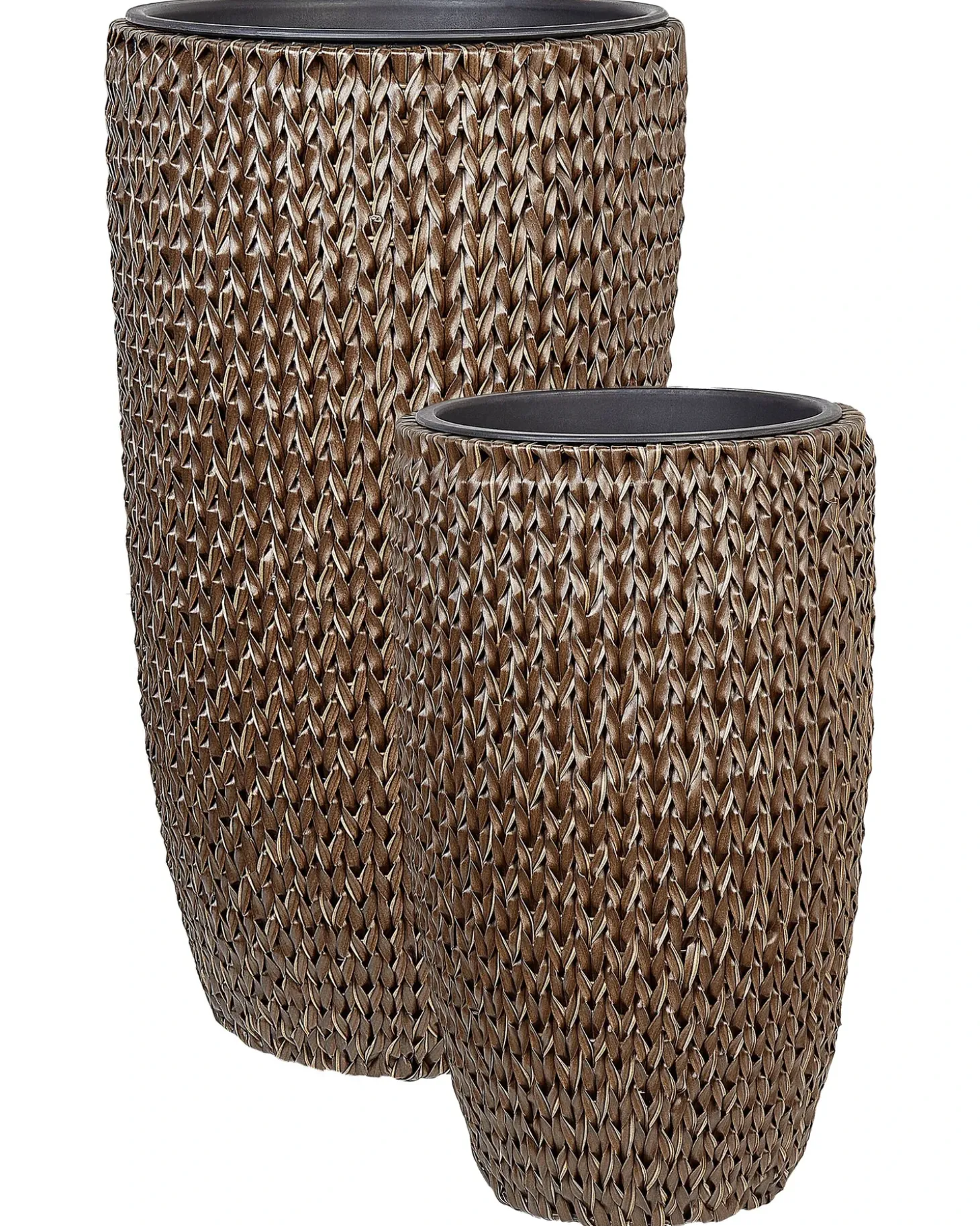 Sæt med 2 plantekrukker CEDRUS 37/45 cm Brun PE-rattan