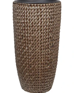 Sæt med 2 plantekrukker CEDRUS 37/45 cm Brun PE-rattan