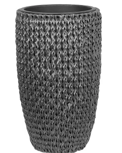 Sæt med 2 plantekrukker CEDRUS 37/45 cm Sort PE-rattan