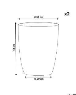 Sæt med 2 plantekrukker CROTON 35 cm Cremehvid