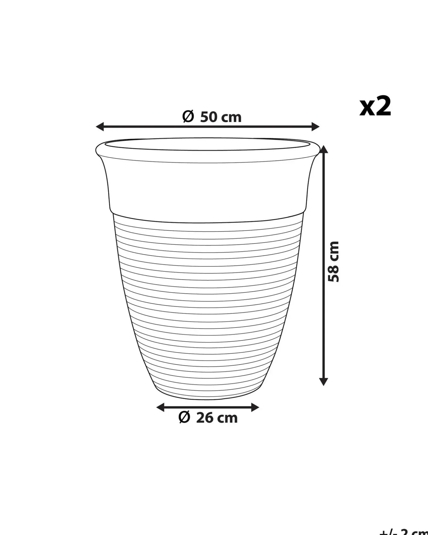 Sæt med 2 plantekrukker KATALIMA 50 cm Grå