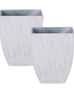 Sæt med 2 plantekrukker MIRO 35 cm Hvid marmor