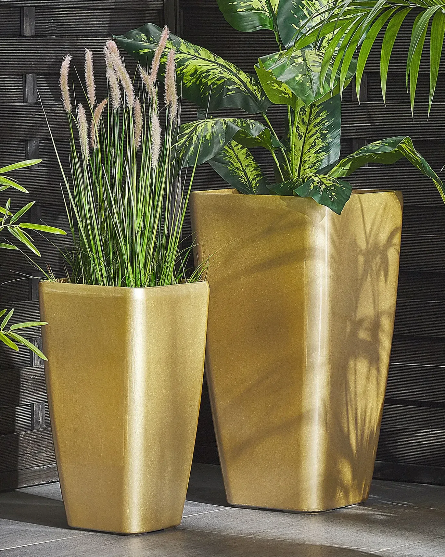 Sæt med 2 plantekrukker MODI 30 cm Guld