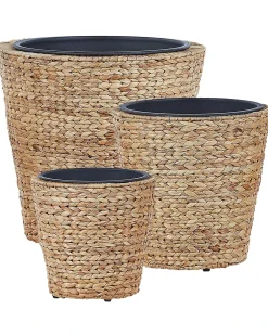 Sæt med 3 plantekrukker PLAKA 29/37/49 cm Naturlig Vandhyacint