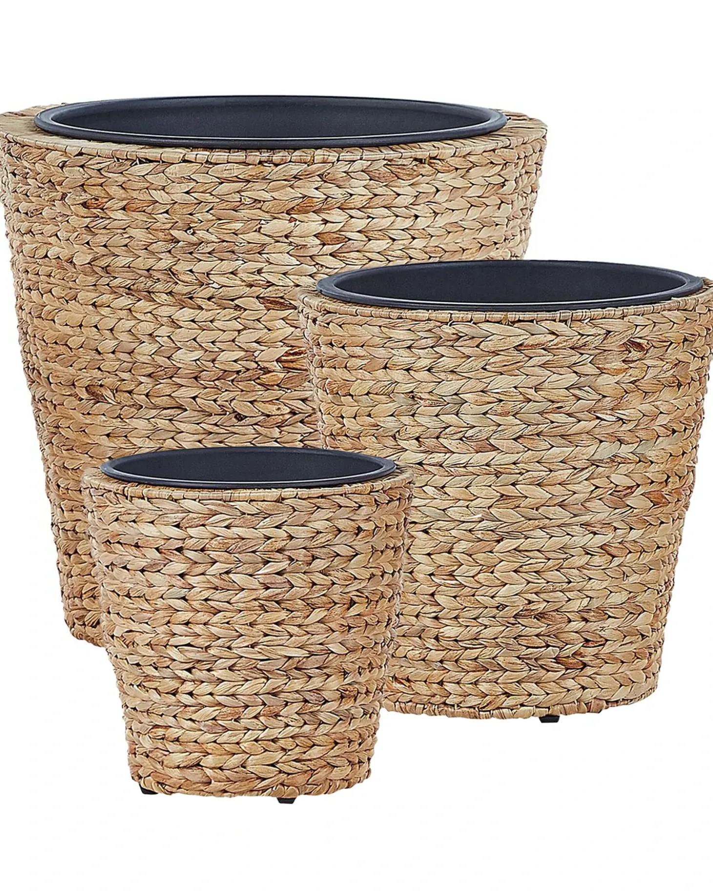 Sæt med 3 plantekrukker PLAKA 29/37/49 cm Naturlig Vandhyacint