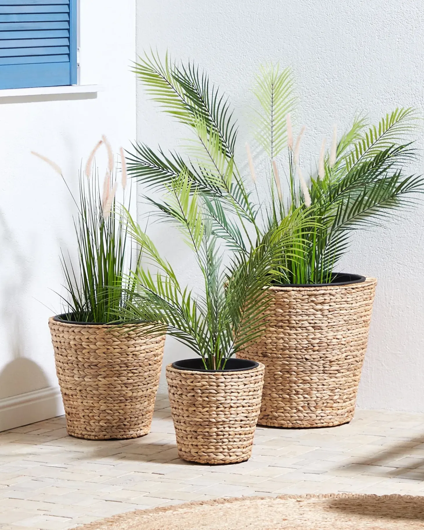 Sæt med 3 plantekrukker PLAKA 29/37/49 cm Naturlig Vandhyacint