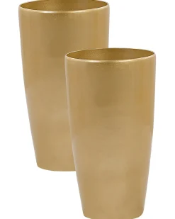 Sæt med 2 plantekrukker TSERIA 32 cm Guld