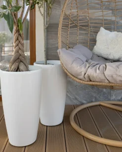 Sæt med 2 plantekrukker TSERIA 32 cm Hvid