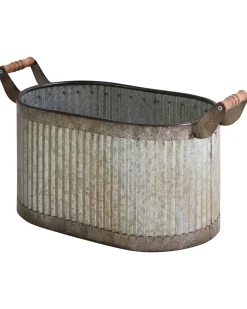 Sæt med 2 plantekrukker TULIPE 31/41 cm Grå Metal