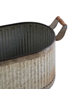 Sæt med 2 plantekrukker TULIPE 31/41 cm Grå Metal