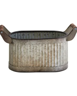 Sæt med 2 plantekrukker TULIPE 31/41 cm Grå Metal