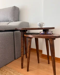 Sæt med 2 sideborde KHETUA Mangotræ Brun