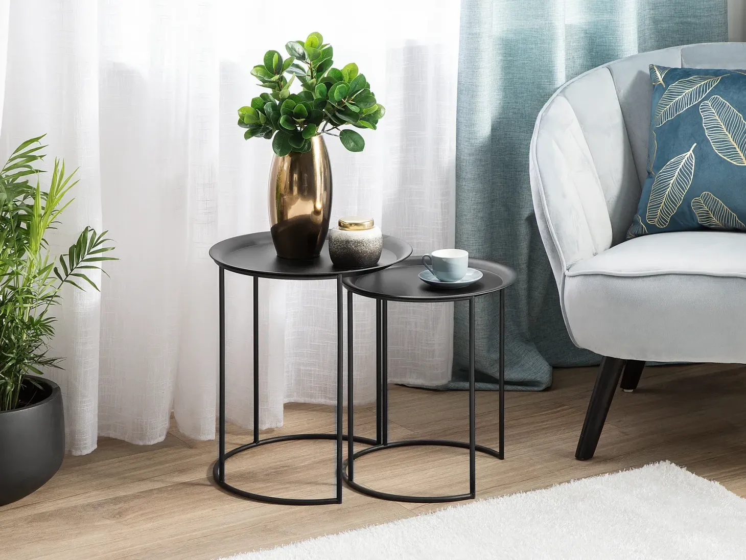 Sæt med 2 sideborde TWINS Metal Sort