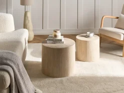 Sæt med 2 sofaborde MANTI Travertin Effekt