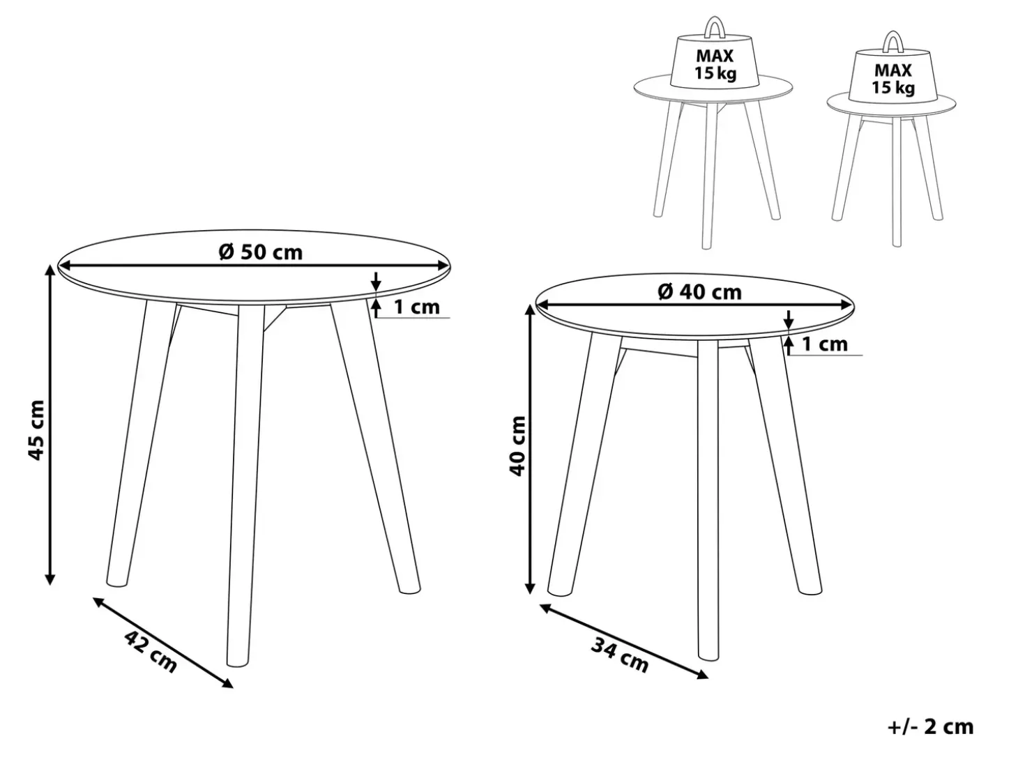 Sæt med 2 sofaborde MISSOURI Glas Transparent