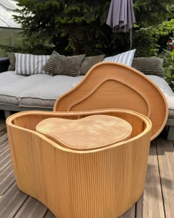 Sæt med 2 sofaborde SALANTI Rattan Naturlig med opbevaring