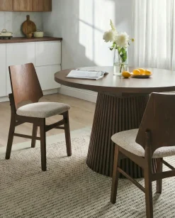 Sæt med 2 spisebordsstole ABEE Brun/lys beige