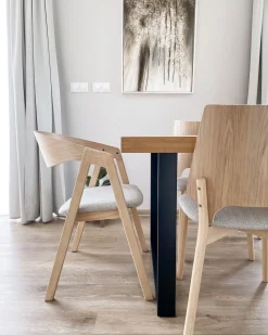 Sæt med 2 spisebordsstole ABEE Lysebrun