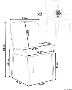Sæt med 2 spisebordsstole ADA Blå