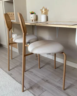 Sæt med 2 spisebordsstole ADAVER Metal Lysebrun