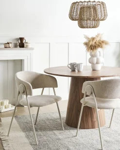 Sæt med 2 spisebordsstole ALANSON Chenille Lys Beige