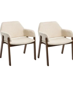 Sæt med 2 spisebordsstole ALBION Boucle Lys Beige