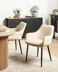 Sæt med 2 spisebordsstole ALDEN Boucle Lys Beige