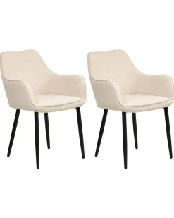 Sæt med 2 spisebordsstole ALDEN Boucle Lys Beige