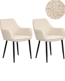 Sæt med 2 spisebordsstole ALDEN Boucle Lys Beige