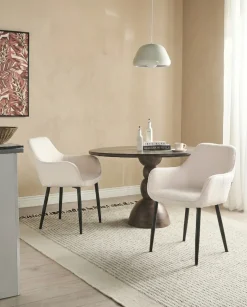 Sæt med 2 spisebordsstole ALDEN Boucle Hvid