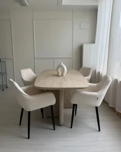 Sæt med 2 spisebordsstole ALDEN Boucle Hvid