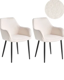 Sæt med 2 spisebordsstole ALDEN Boucle Hvid