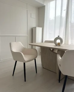 Sæt med 2 spisebordsstole ALDEN Boucle Hvid