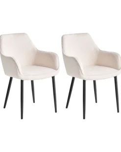 Sæt med 2 spisebordsstole ALDEN Boucle Hvid