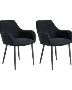 Sæt med 2 spisebordsstole ALDEN Boucle Sort