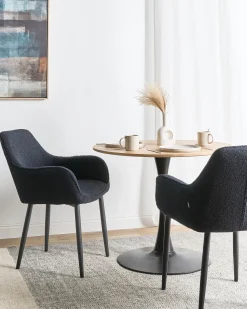 Sæt med 2 spisebordsstole ALDEN Boucle Sort