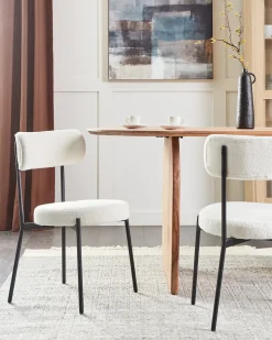 Sæt med 2 spisebordsstole ALLISON Boucle Hvid