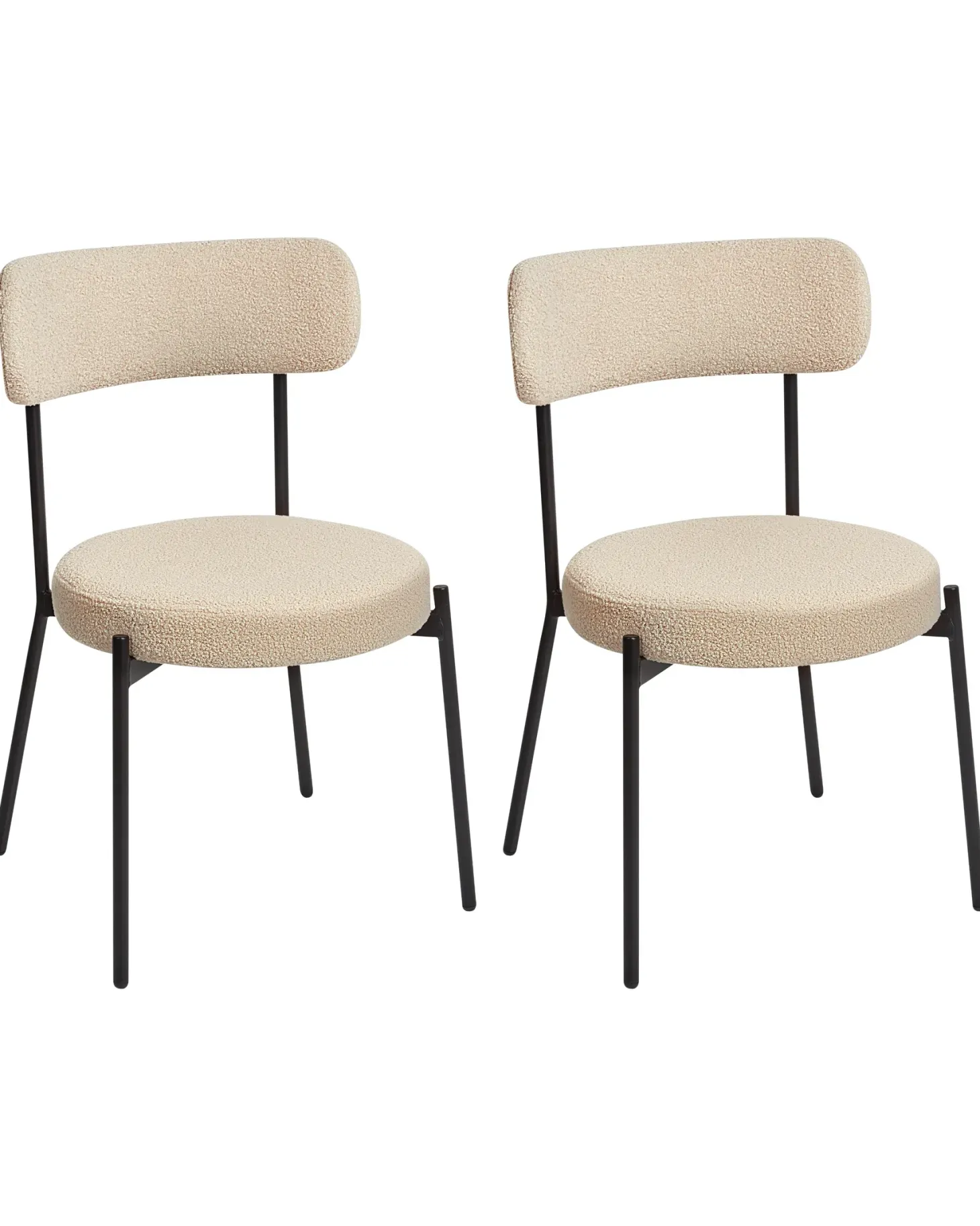 Sæt med 2 spisebordsstole ALLISON Boucle Lys Beige