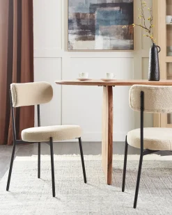 Sæt med 2 spisebordsstole ALLISON Boucle Lys Beige