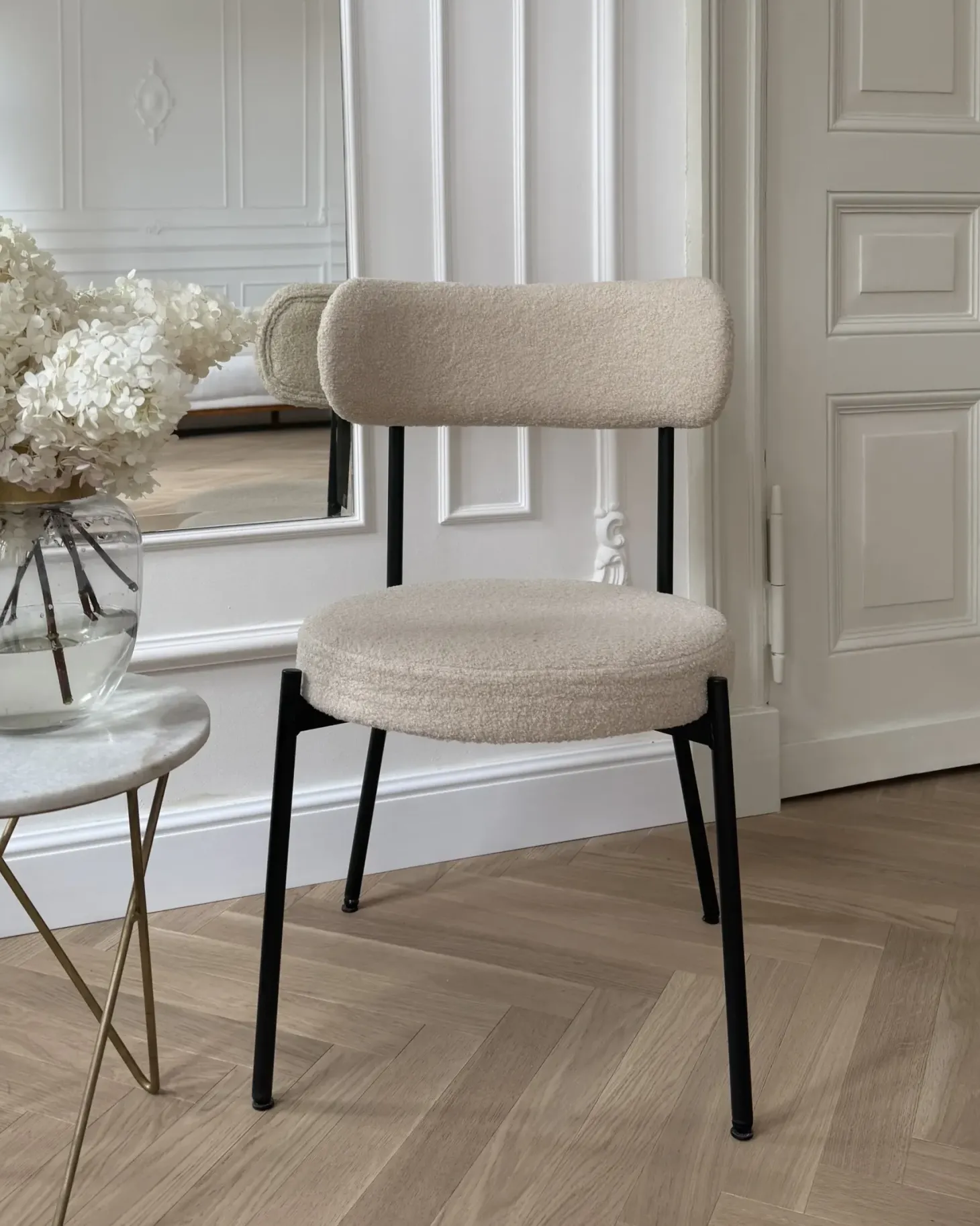 Sæt med 2 spisebordsstole ALLISON Boucle Lys Beige