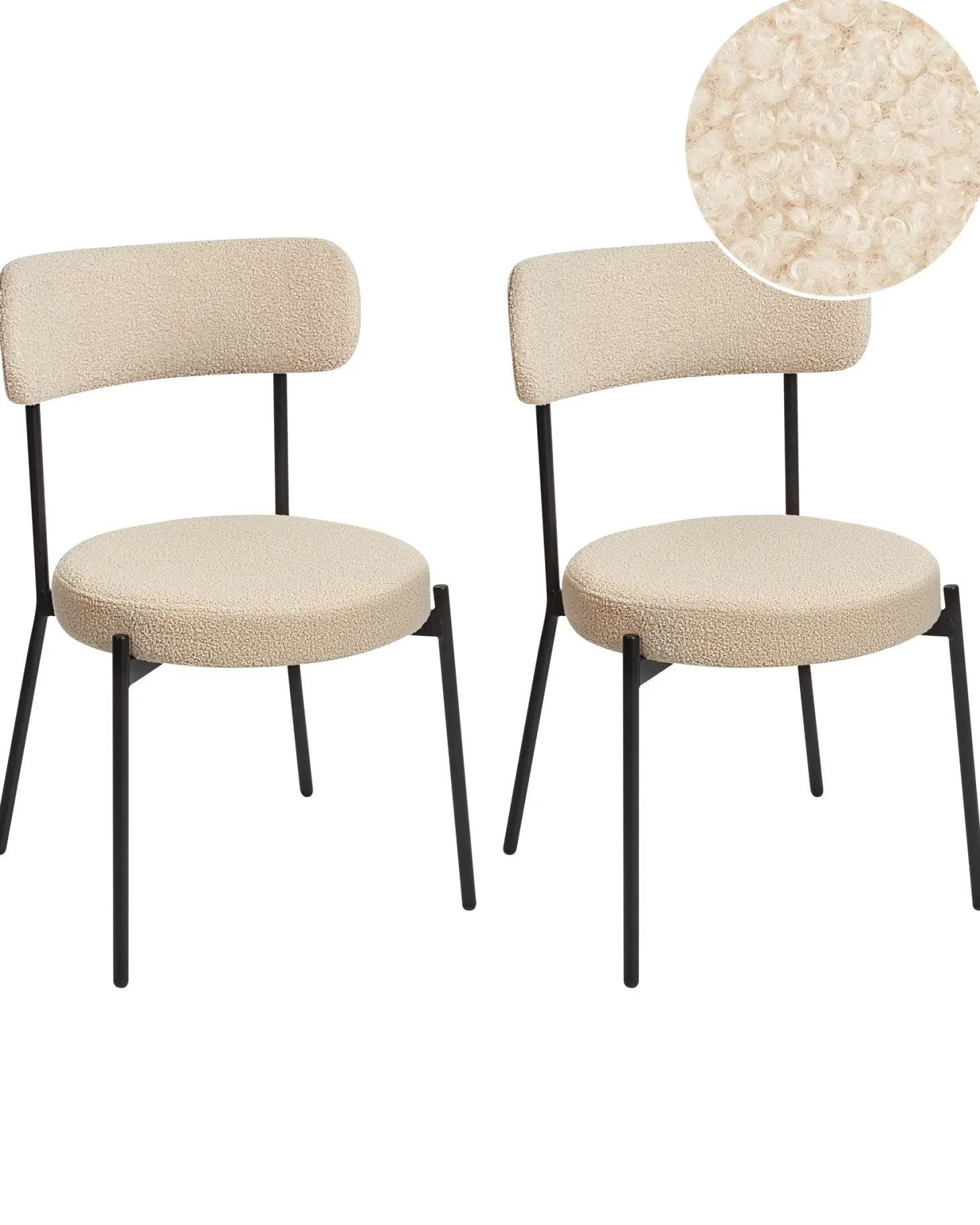 Sæt med 2 spisebordsstole ALLISON Boucle Lys Beige