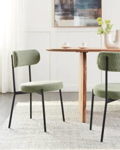 Sæt med 2 spisebordsstole ALLISON Boucle Lysegrøn