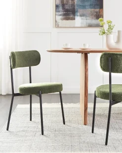 Sæt med 2 spisebordsstole ALLISON Boucle Mørkegrøn