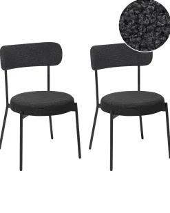 Sæt med 2 spisebordsstole ALLISON Boucle Sort