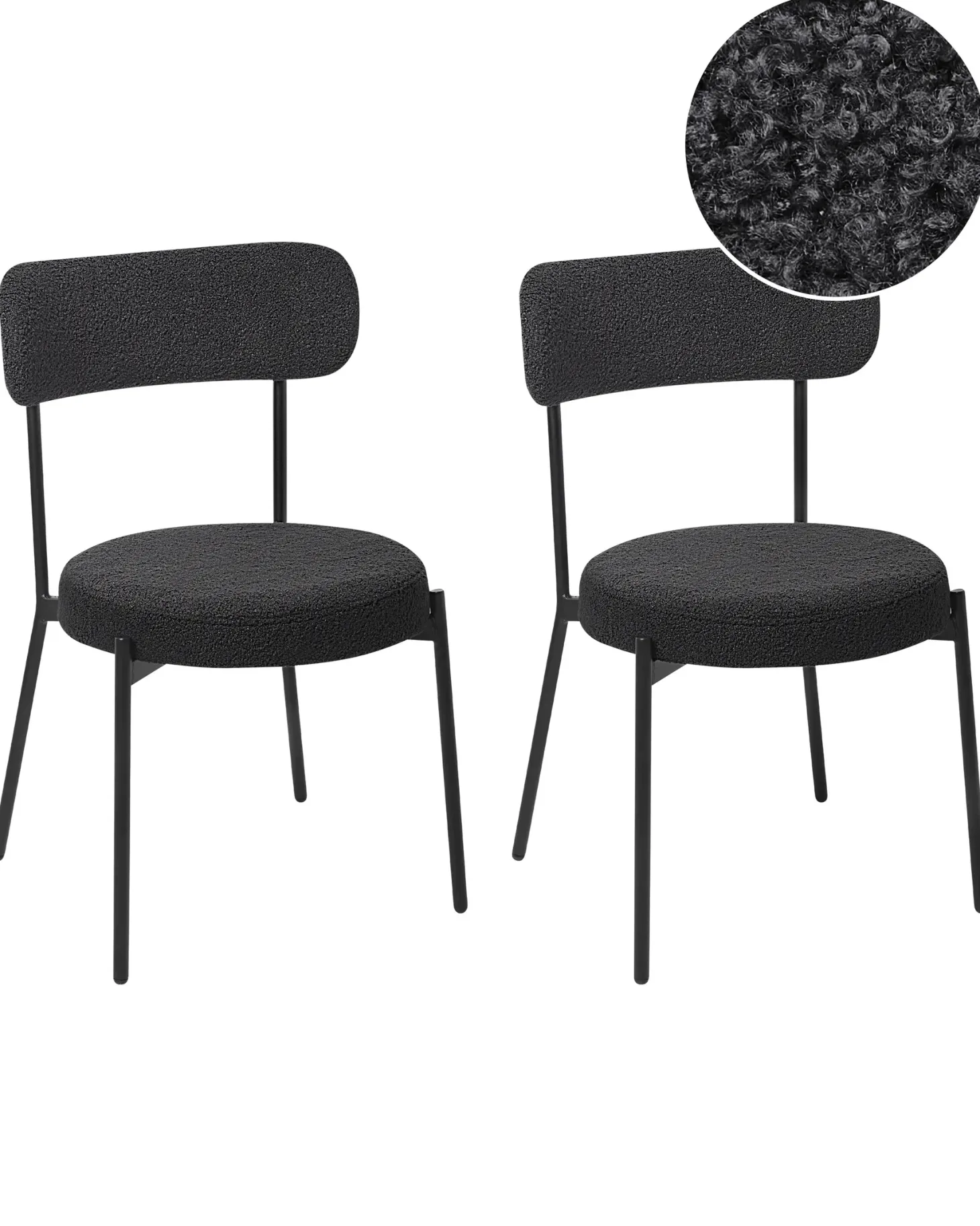 Sæt med 2 spisebordsstole ALLISON Boucle Sort