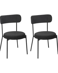 Sæt med 2 spisebordsstole ALLISON Boucle Sort