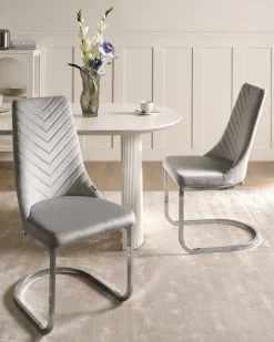 Sæt med 2 spisebordsstole ALTOONA Velour Grå