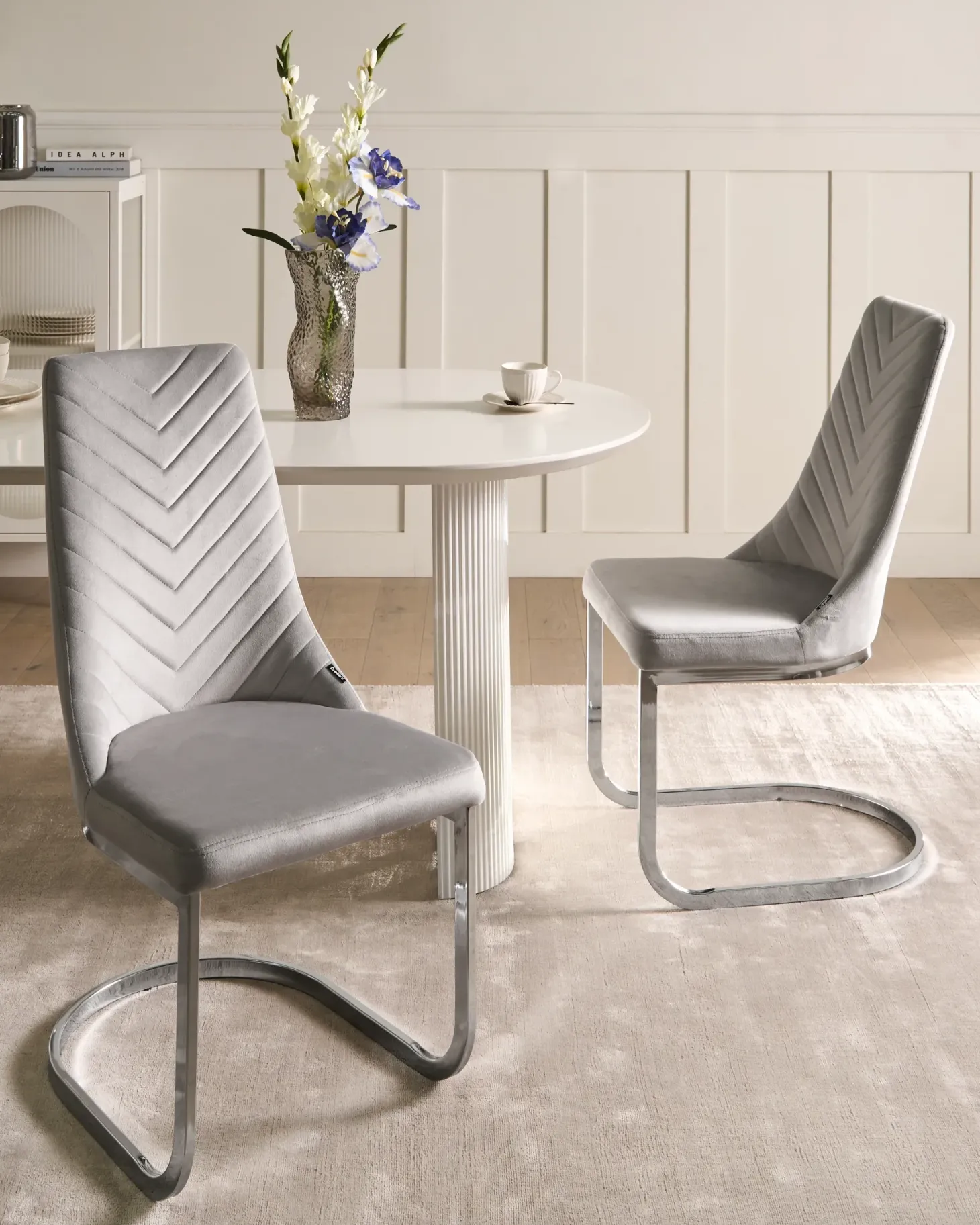 Sæt med 2 spisebordsstole ALTOONA Velour Grå