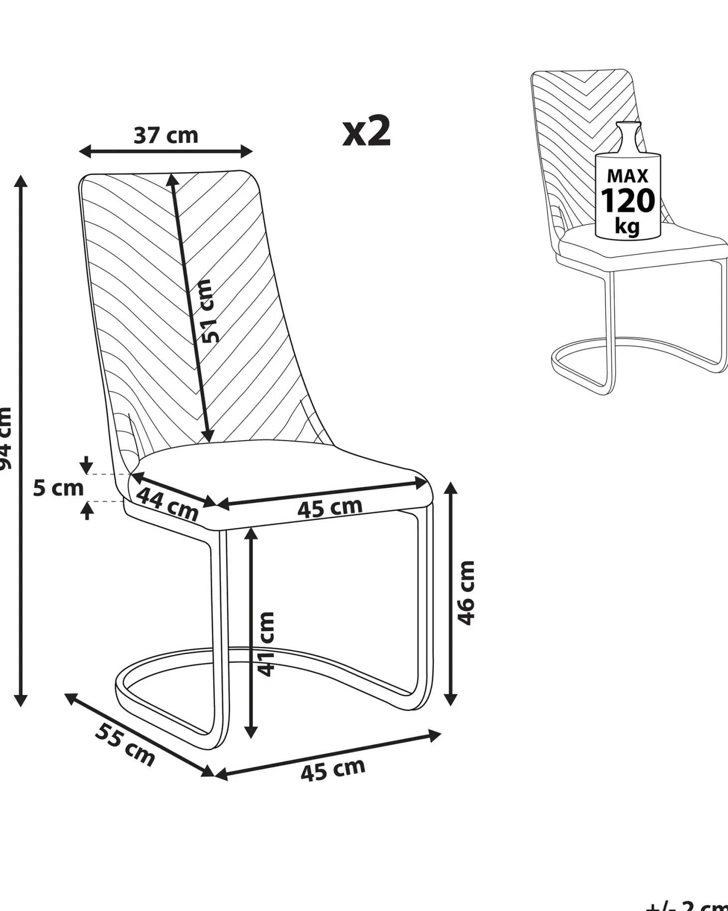 Sæt med 2 spisebordsstole ALTOONA Velour Smaragdgrøn