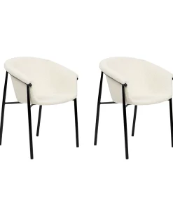 Sæt med 2 spisebordsstole AMES Boucle Cremehvid